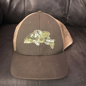 Rep your water mesh fishing snap back hat